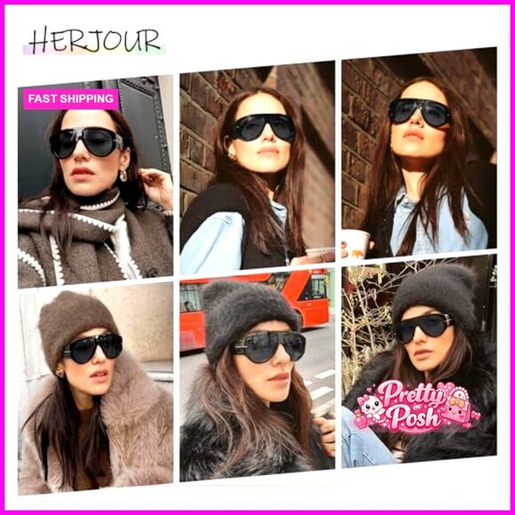 Oversized Retro Aviator Sunglasses with UV Protection main image 6
